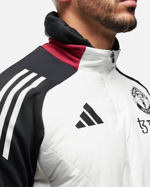 Haut Manchester United 2024/2025 cagoule intégrée - Blanc/Noir/Rouge - FootKorner Testing