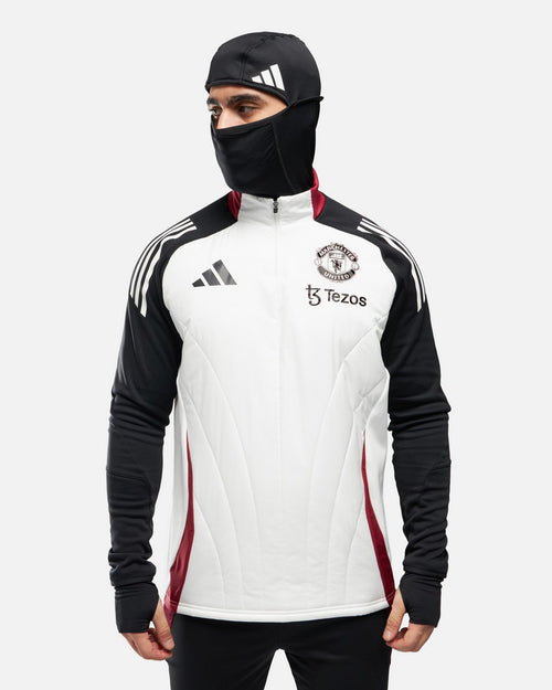 Haut Manchester United 2024/2025 cagoule intégrée - Blanc/Noir/Rouge - FootKorner Testing