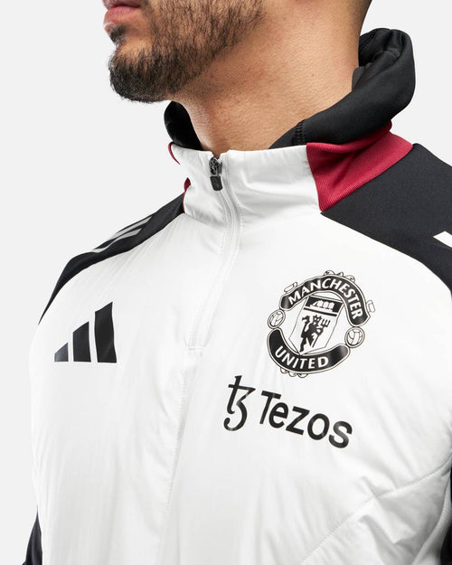 Haut Manchester United 2024/2025 cagoule intégrée - Blanc/Noir/Rouge - FootKorner Testing
