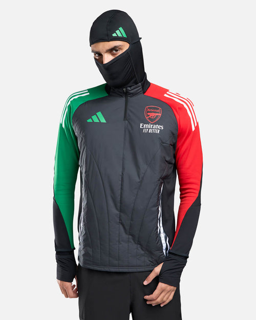 Haut 1/4 zip Arsenal 2025 Cagoule Intégrée - Noir/Rouge/vert - FootKorner Testing