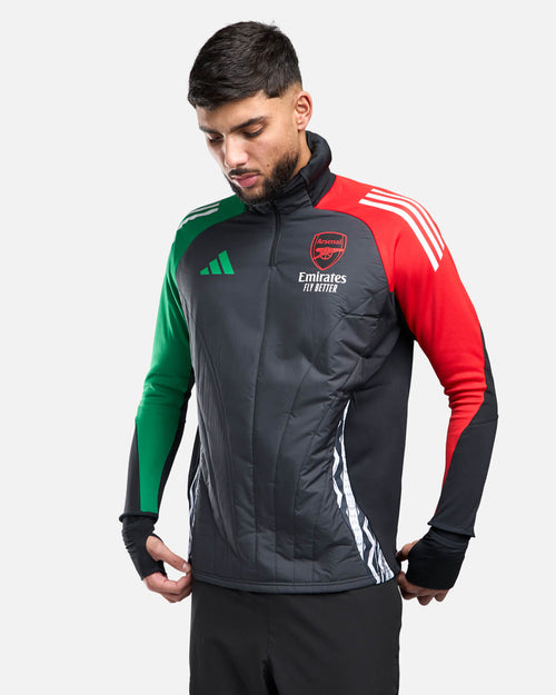 Haut 1/4 zip Arsenal 2025 Cagoule Intégrée - Noir/Rouge/vert - FootKorner Testing