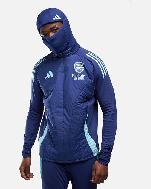 Haut 1/4 zip Arsenal cagoule intégrée 2024/2025  - Bleu - FootKorner Testing