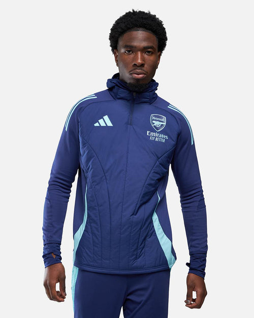 Haut 1/4 zip Arsenal cagoule intégrée 2024/2025  - Bleu - FootKorner Testing