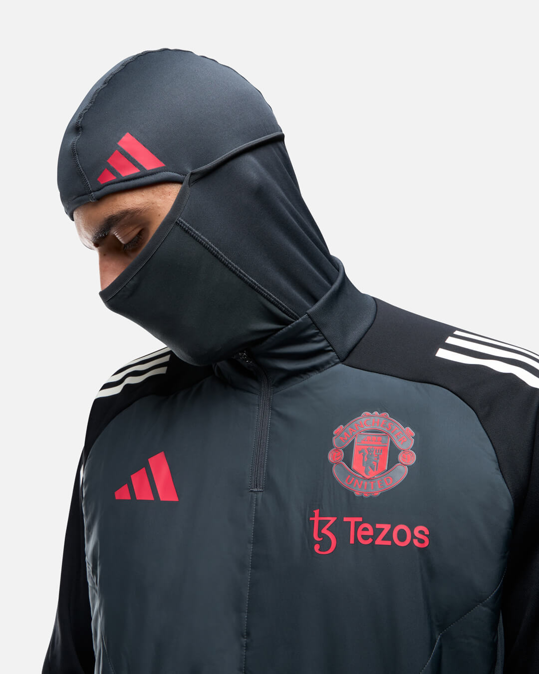 FootKorner TestingHaut 1/4 zip Manchester United Cagoule Intégrée 2024/2025 - Noir/Rouge