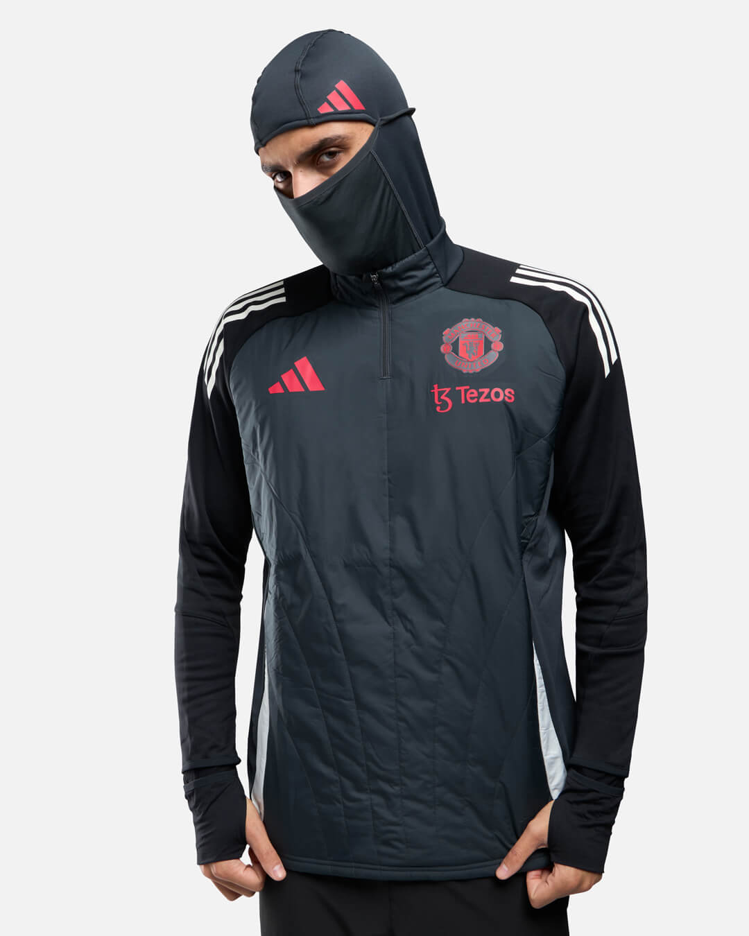FootKorner TestingHaut 1/4 zip Manchester United Cagoule Intégrée 2024/2025 - Noir/Rouge