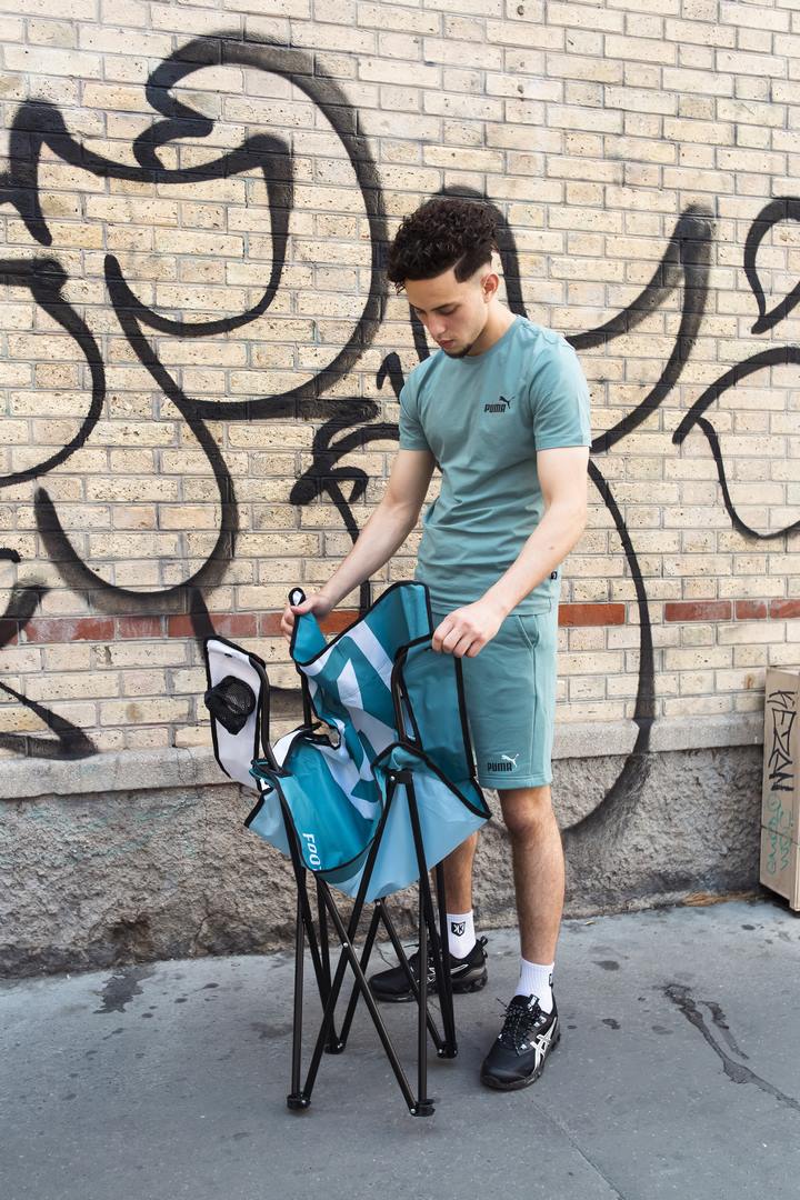 FootKorner TestingChaise Pliante FK II - Bleu/Blanc