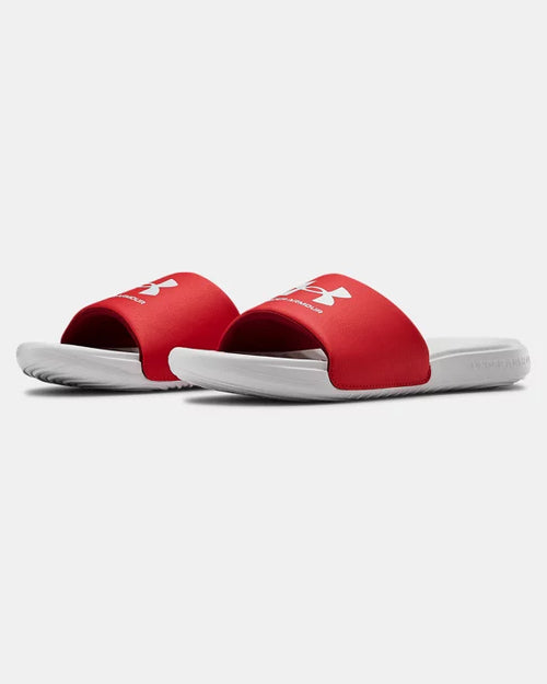 Claquette Under Armour UA Ansa Fixed - Blanc/Rouge - FootKorner Testing