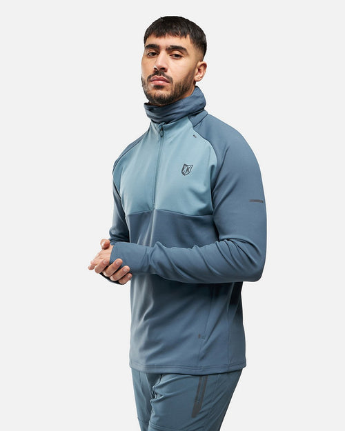 Haut 1/2 Zip FK Rocks II Cagoule Intégrée - Bleu - FootKorner Testing