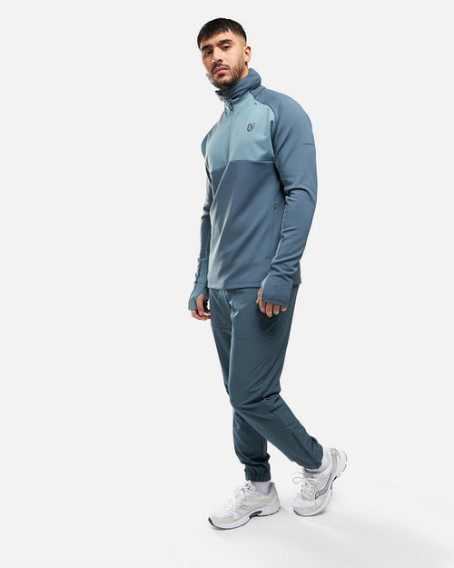 Haut 1/2 Zip FK Rocks II Cagoule Intégrée - Bleu - FootKorner Testing