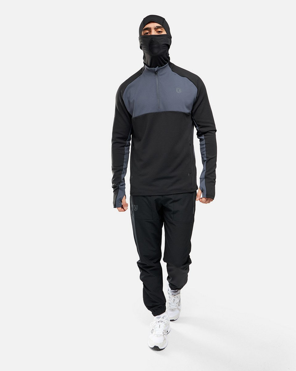 FootKorner TestingHaut 1/2 Zip FK Rocks II Cagoule Intégrée - Noir/Gris