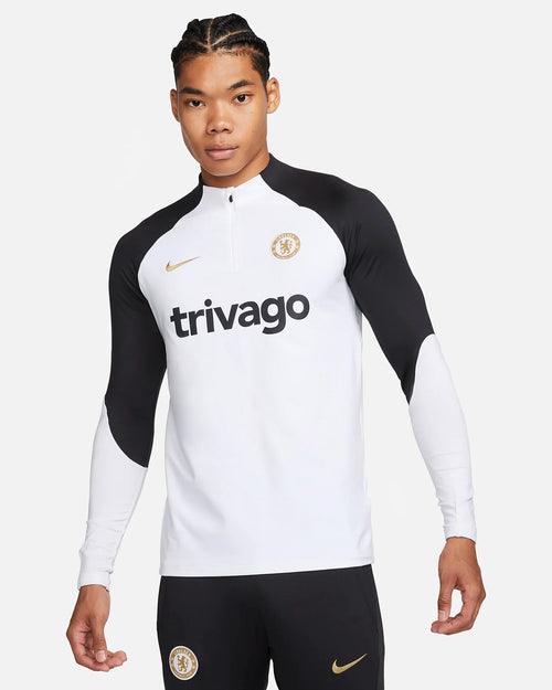 Haut d'entrainement Chelsea - Blanc/Noir/Doré - FootKorner Testing