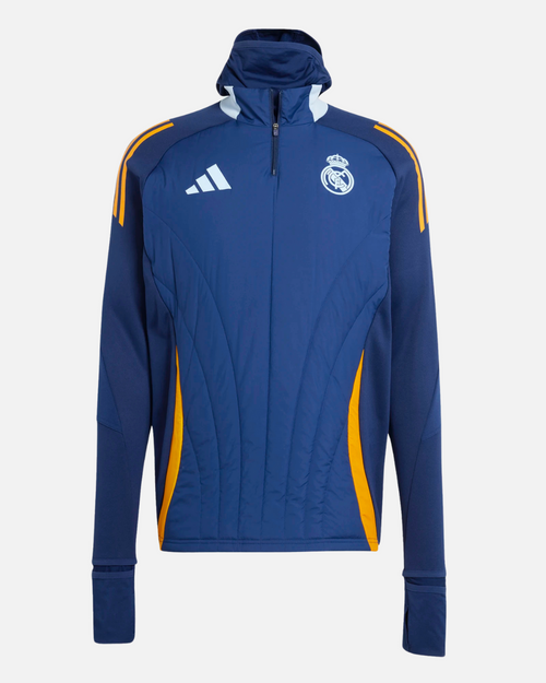 Haut Real Madrid 2024/2025 Cagoule Intégrée - Bleu/Jaune - FootKorner Testing