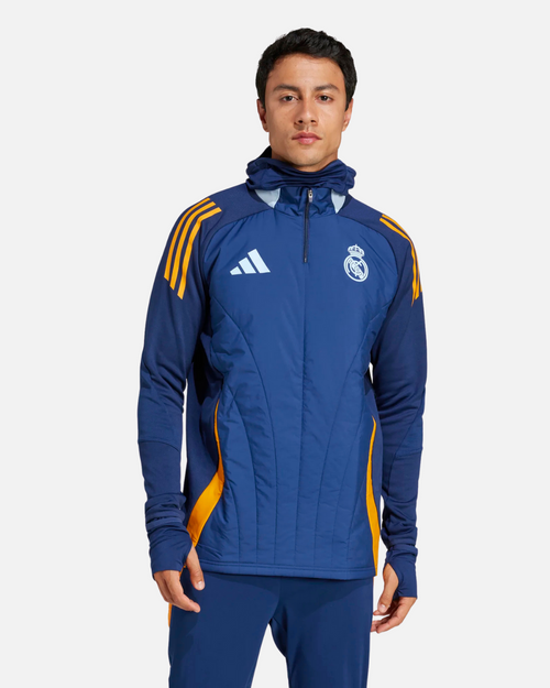 Haut Real Madrid 2024/2025 Cagoule Intégrée - Bleu/Jaune - FootKorner Testing