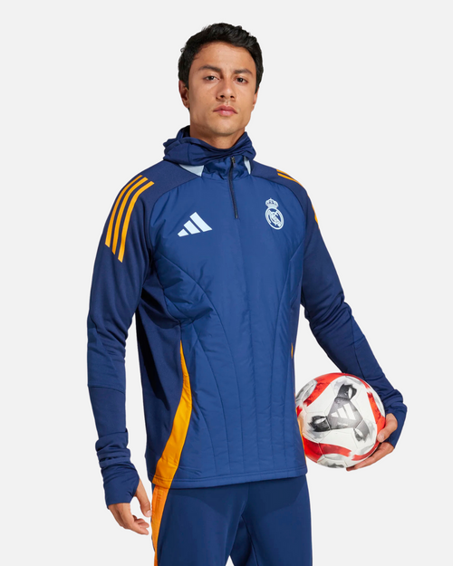 Haut Real Madrid 2024/2025 Cagoule Intégrée - Bleu/Jaune - FootKorner Testing