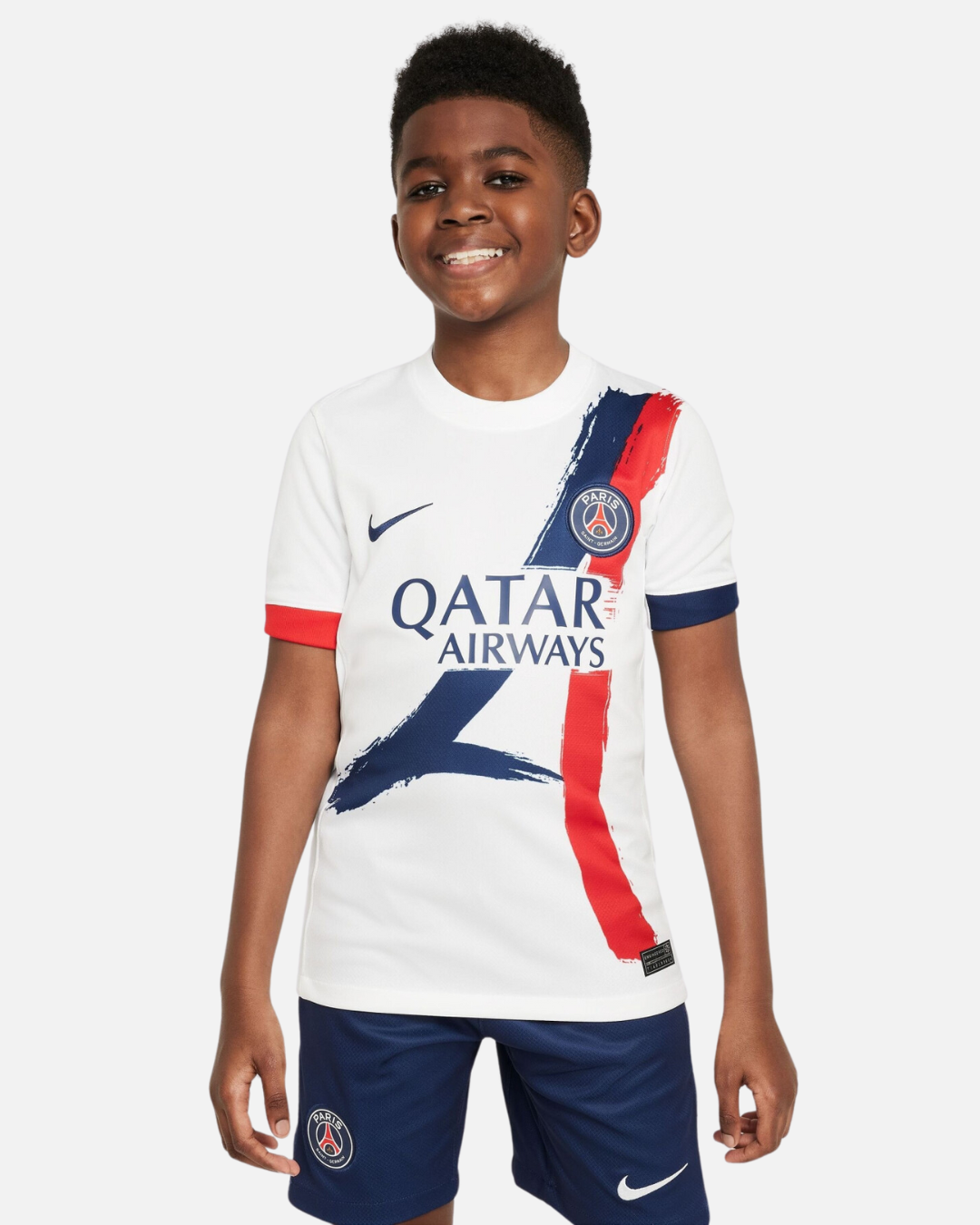 FootKorner TestingMaillot PSG  Extérieur Junior 2025/2026 - Blanc/Bleu/Rouge