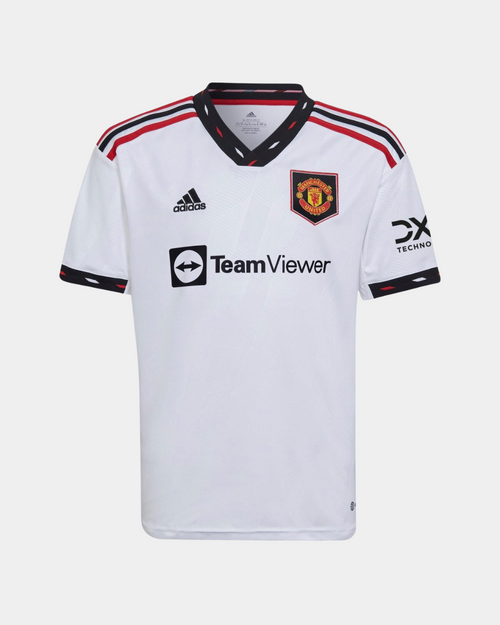 Maillot Extérieur Manchester United Junior 2022/2023 - Blanc/Noir/Rouge - FootKorner Testing