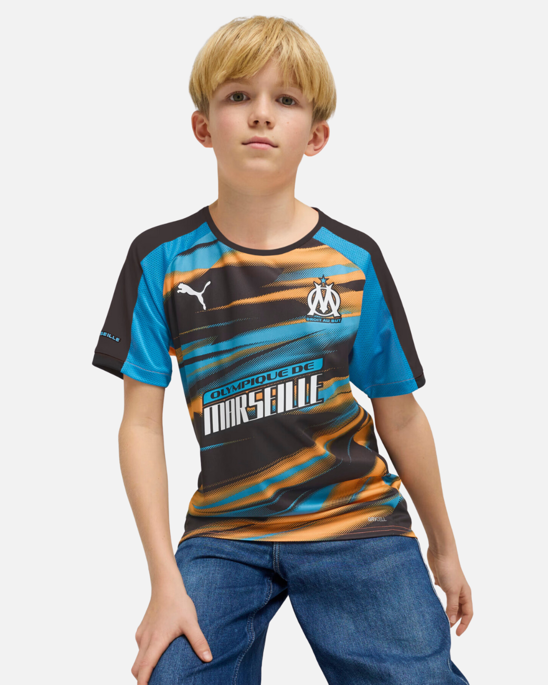 FootKorner TestingMaillot OM Faster 2024/2025 Junior - Orange/Bleu/Noir