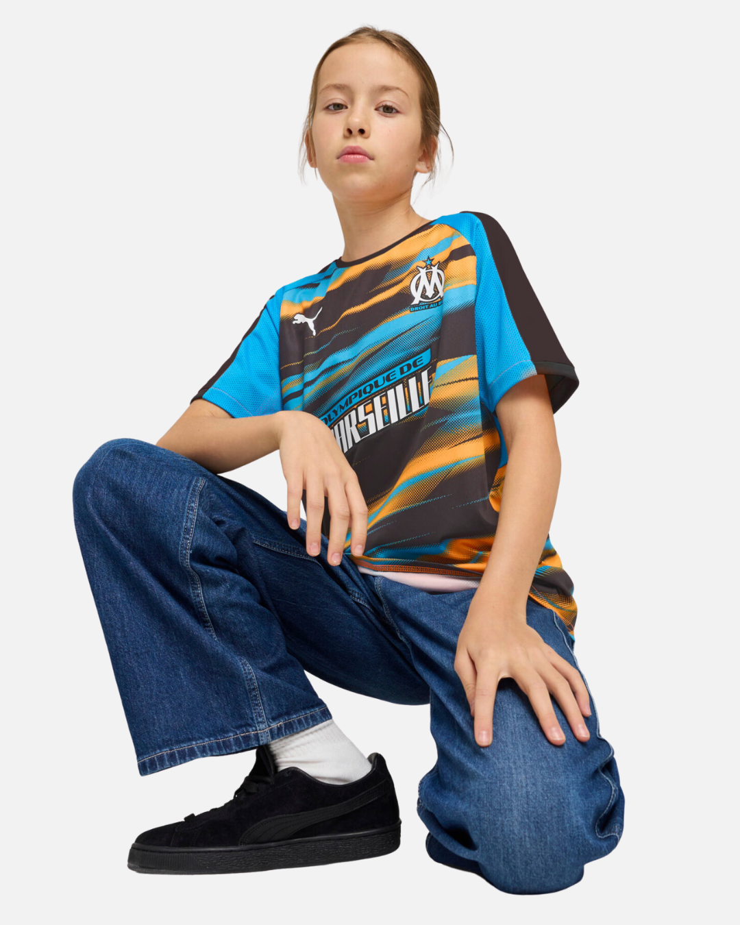 FootKorner TestingMaillot OM Faster 2024/2025 Junior - Orange/Bleu/Noir