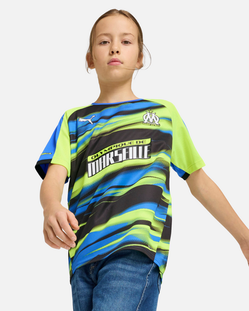Maillot OM Faster 2024/2025 Junior - Vert/Bleu/Noir - FootKorner Testing