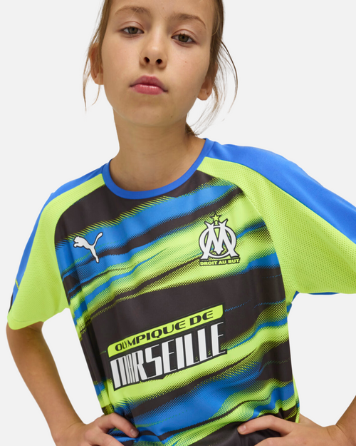 Maillot OM Faster 2024/2025 Junior - Vert/Bleu/Noir - FootKorner Testing