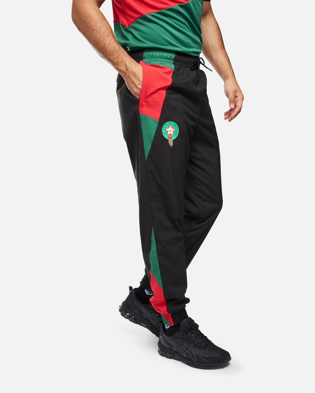 FootKorner TestingPantalon de survêtement Maroc 2024 - Noir/Rouge/Vert