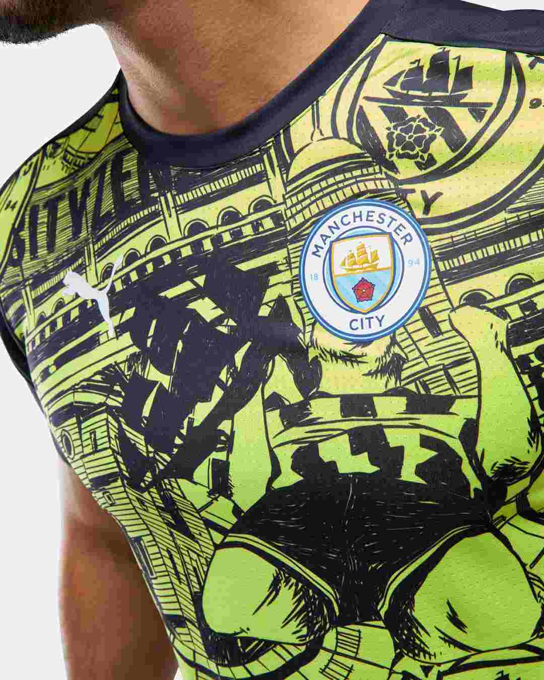FootKorner TestingMaillot Pré-Match Manchester City 2024/2025 - Jaune/Bleu