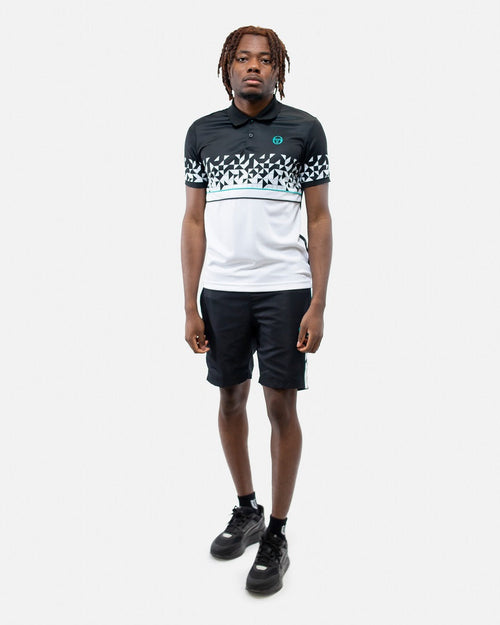 Short Sergio Tacchini Dispersa - Noir/Blanc/Bleu - FootKorner Testing