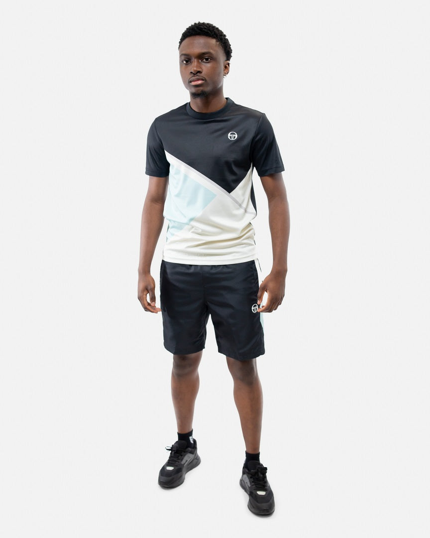 FootKorner TestingShort Sergio Tacchini Scaleno - Noir/Bleu/Blanc