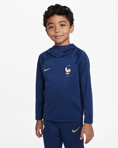 Sweat à capuche Equipe de France Enfant 2022 - Bleu/Or - FootKorner Testing