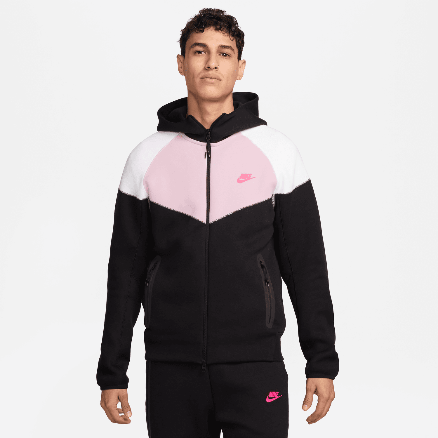 FootKorner TestingSweat Nike Tech Fleece Windrunner - Rose/Noir/Blanc