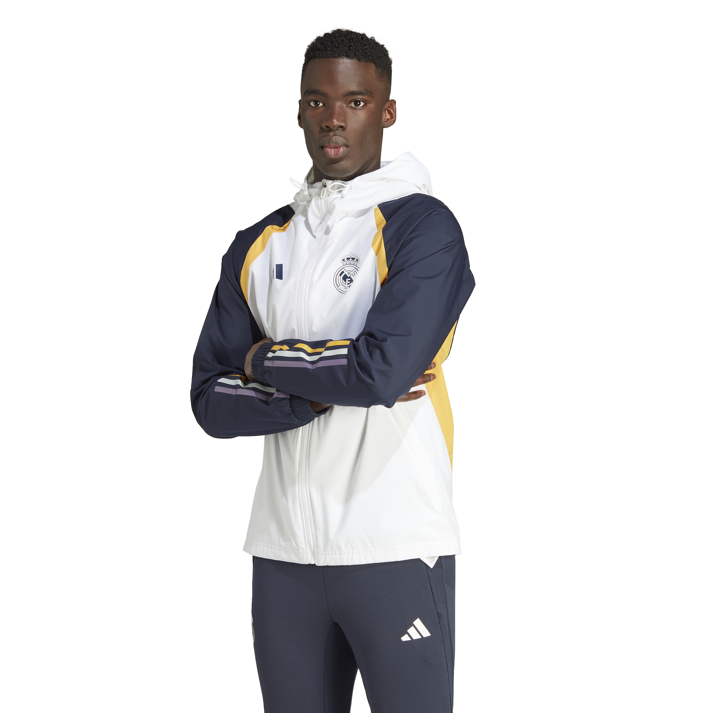 FootKorner TestingVeste Coupe-Vent Real Madrid 2023/2024 - Blanc/Bleu/Jaune