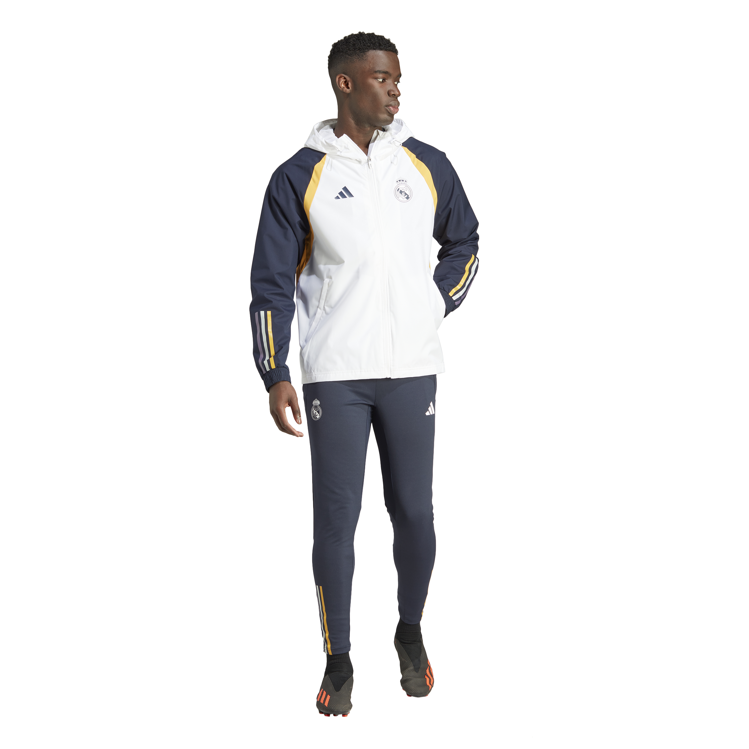 FootKorner TestingVeste Coupe-Vent Real Madrid 2023/2024 - Blanc/Bleu/Jaune