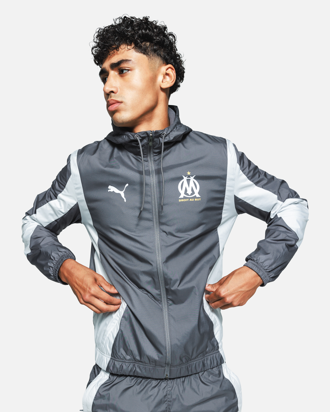 FootKorner TestingVeste de survêtement OM 2023/2024 - Gris/Blanc