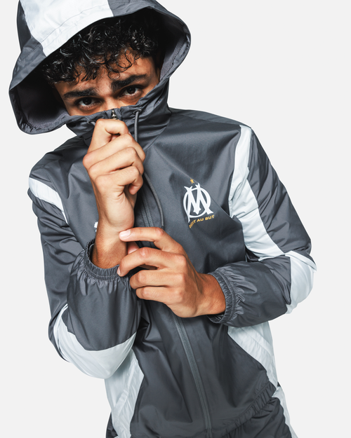 Veste de survêtement OM 2023/2024 - Gris/Blanc - FootKorner Testing