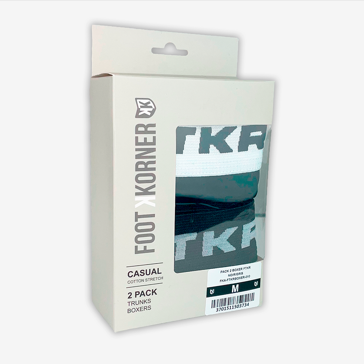 FootKorner TestingPack de 2 Boxers FK - Gris/Noir